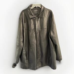 Pronto Uomo Leather Jacket Car Coat Men’s Sz XXL Black 100% Leather Lamb skin